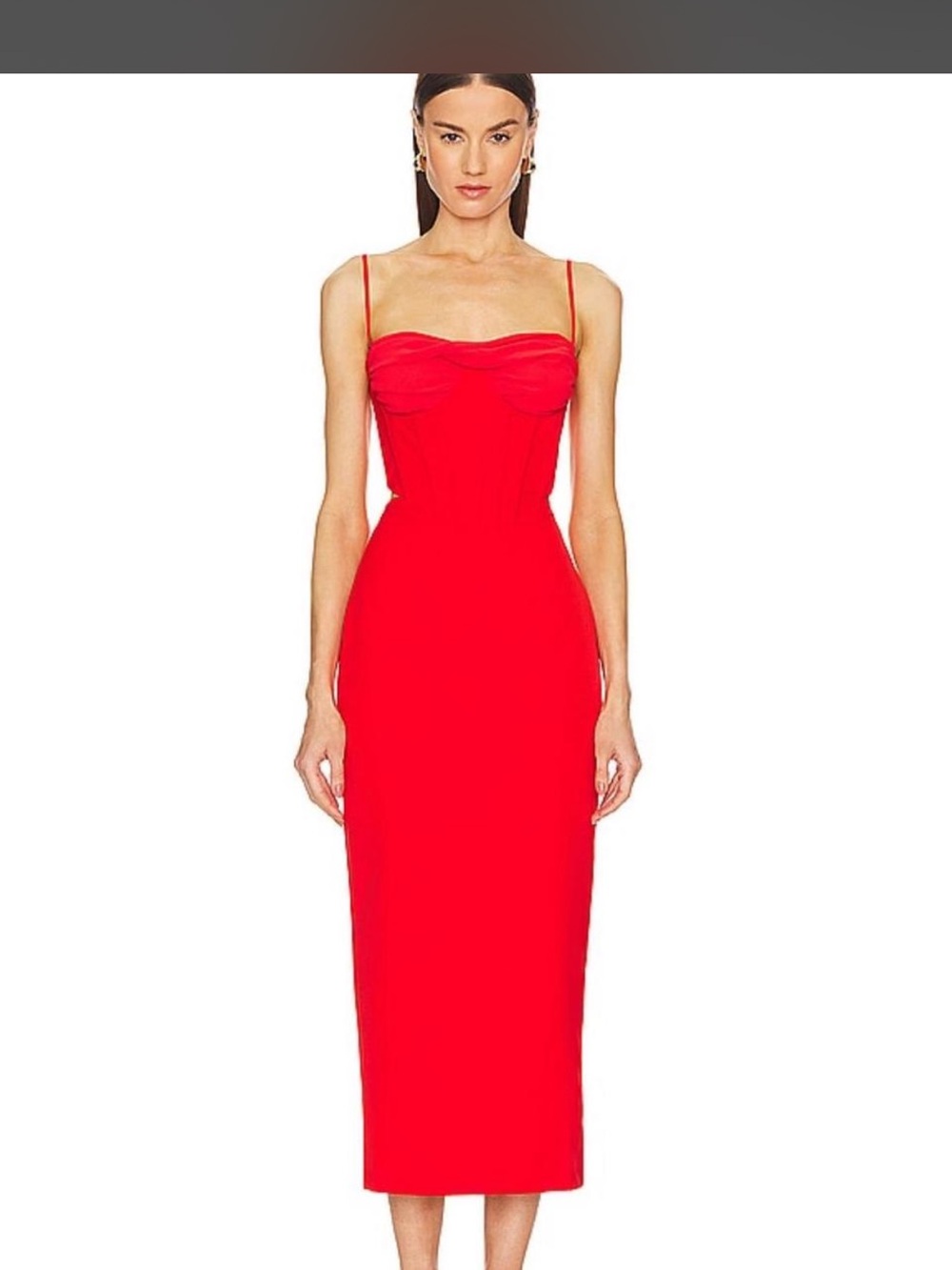 Bardot Red Spaghetti-Strap Midi Dress - Picture 1 of 4